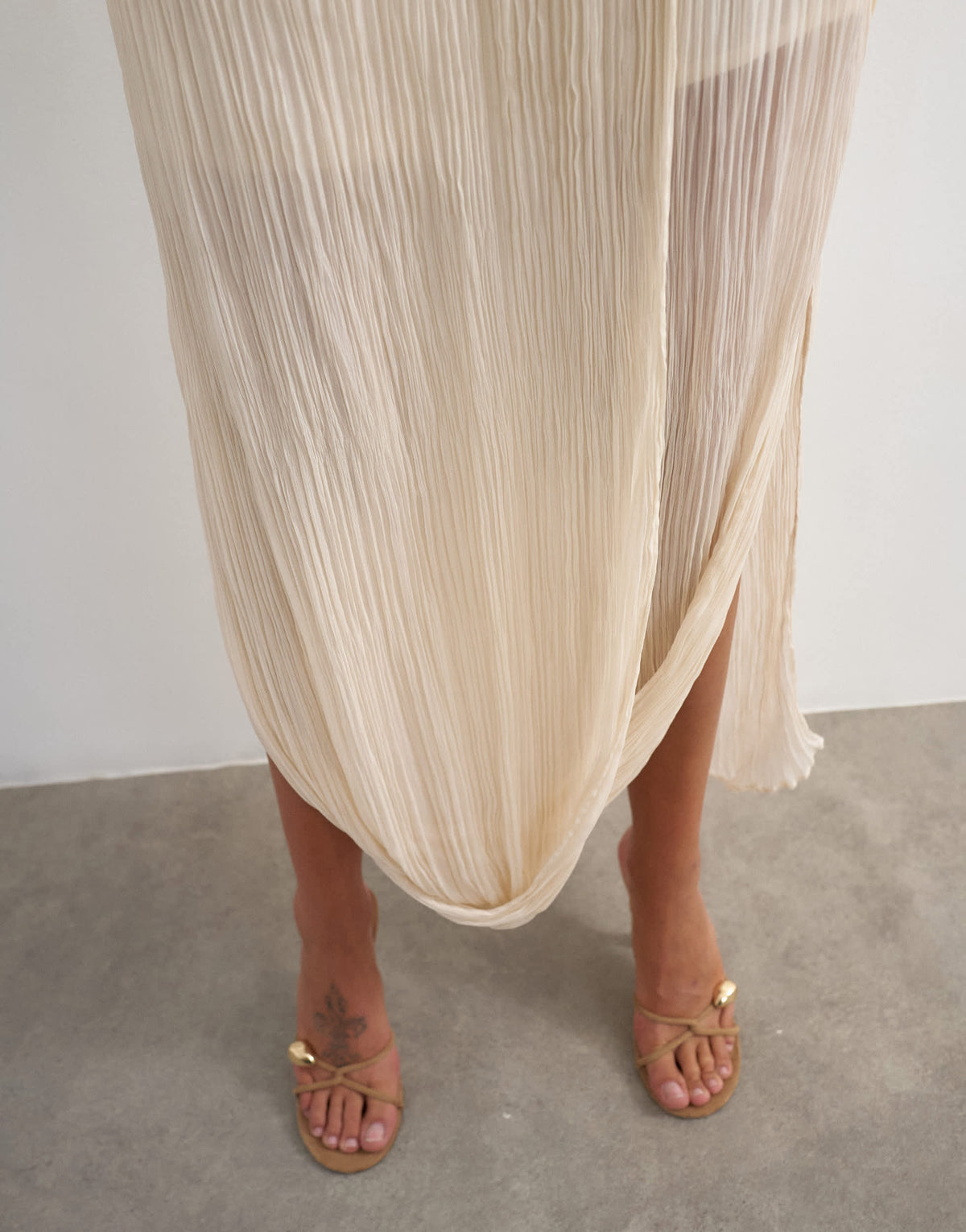 Topshop draped pleated fabric maxi skirt in ivory