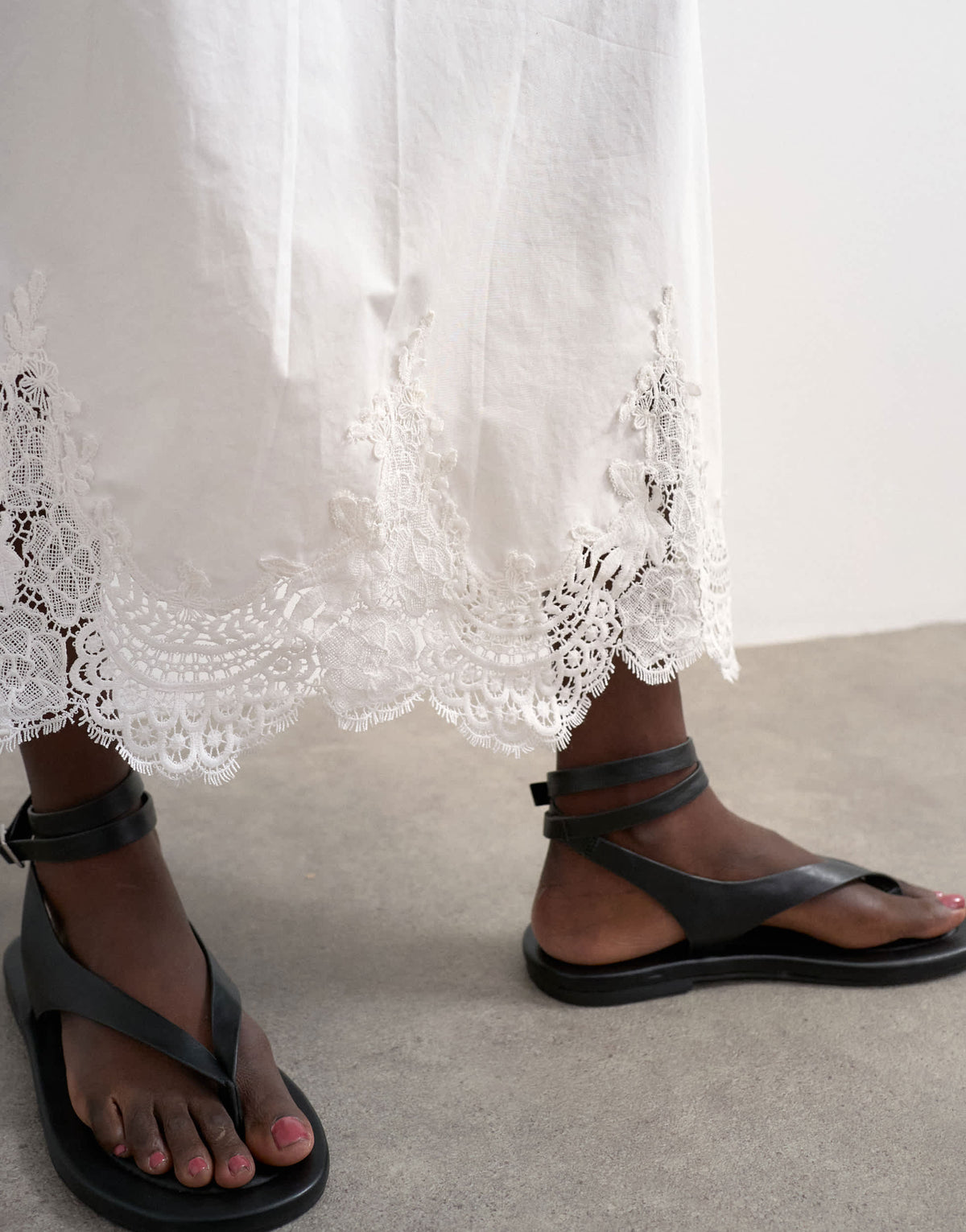 Topshop lace hem full circle maxi skirt in ivory
