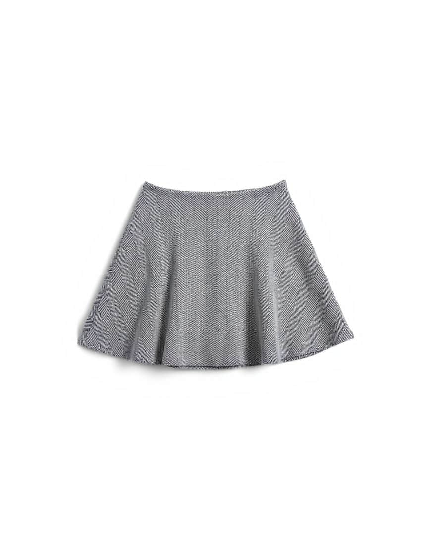 Topshop a-line flippy mini skirt in mono herringbone
