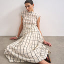 Topshop sleeveless pin tuck crinkle top in windowpane check
