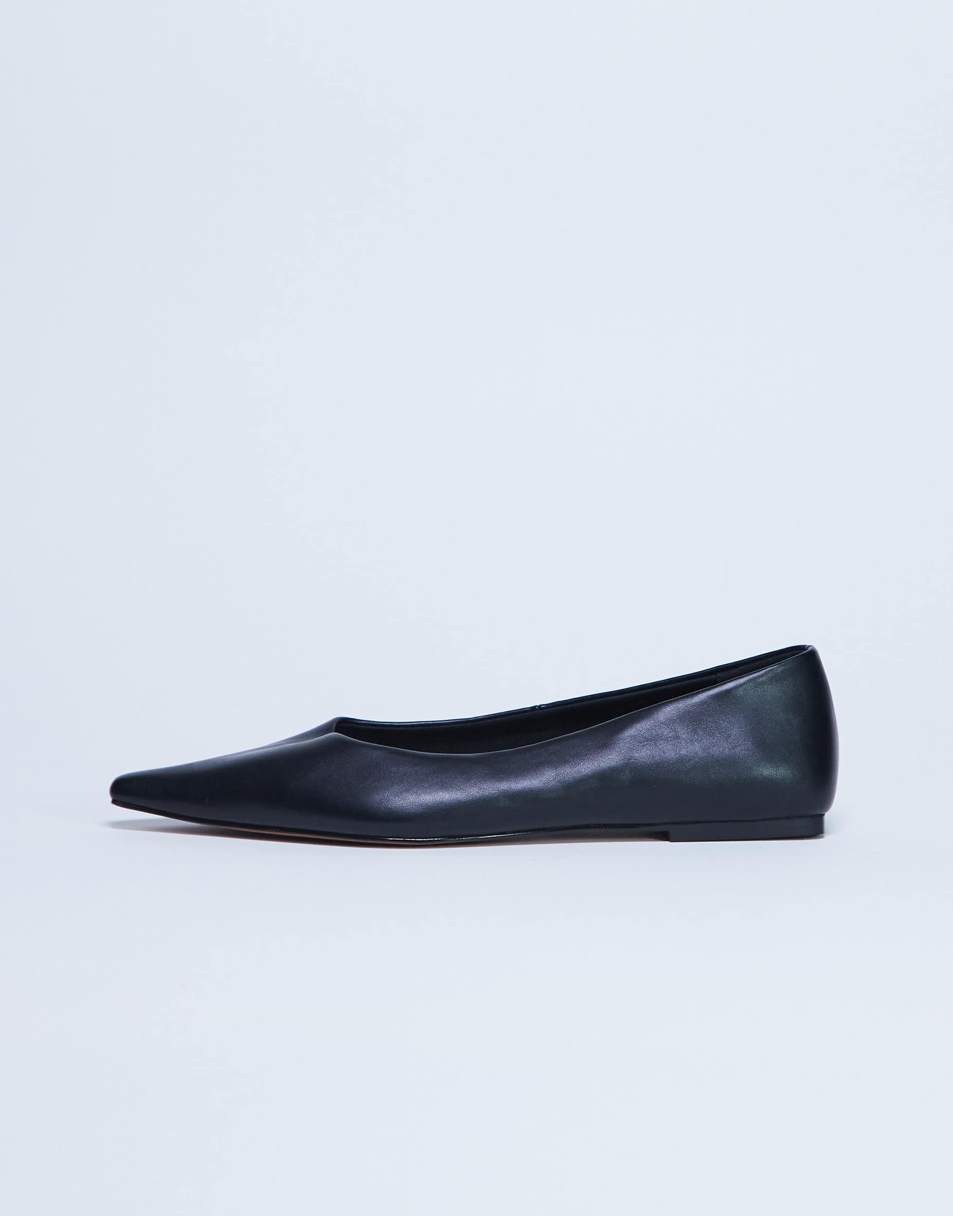 Topshop Ace point toe flat shoe in black