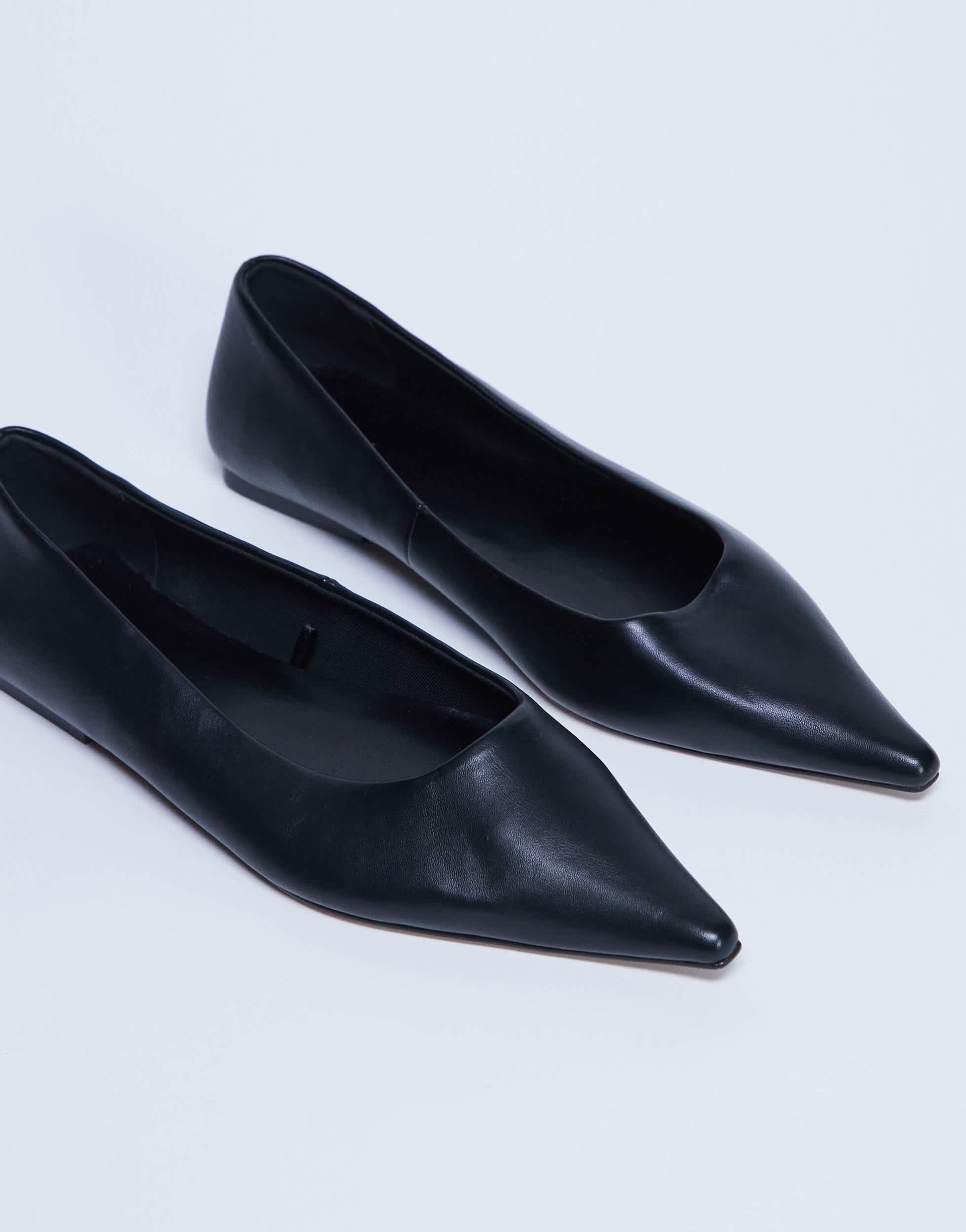 Topshop Ace point toe flat shoe in black