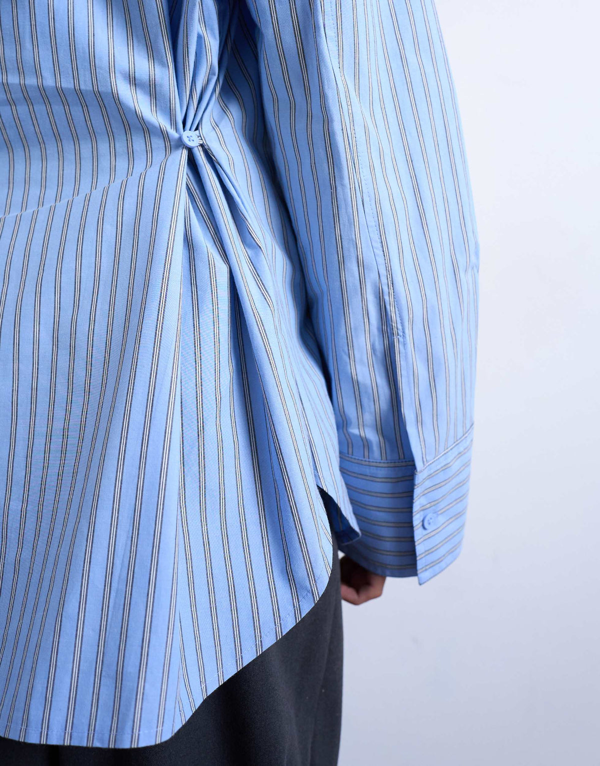 Topshop darted cuff oversized shirt in blue stripe