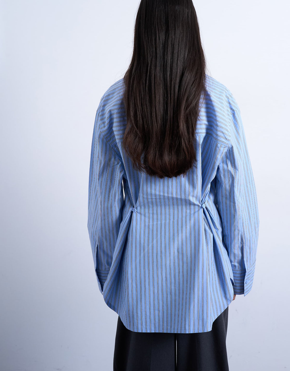 Topshop darted cuff oversized shirt in blue stripe