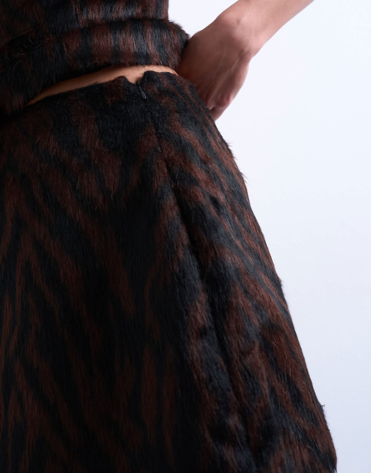 Topshop co-ord faux fur pelmet mini skirt in brown animal print
