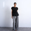 Schwarzes, kurzärmeliges Top von Topshop mit seitlichen Bindebändern und Tunnelzug