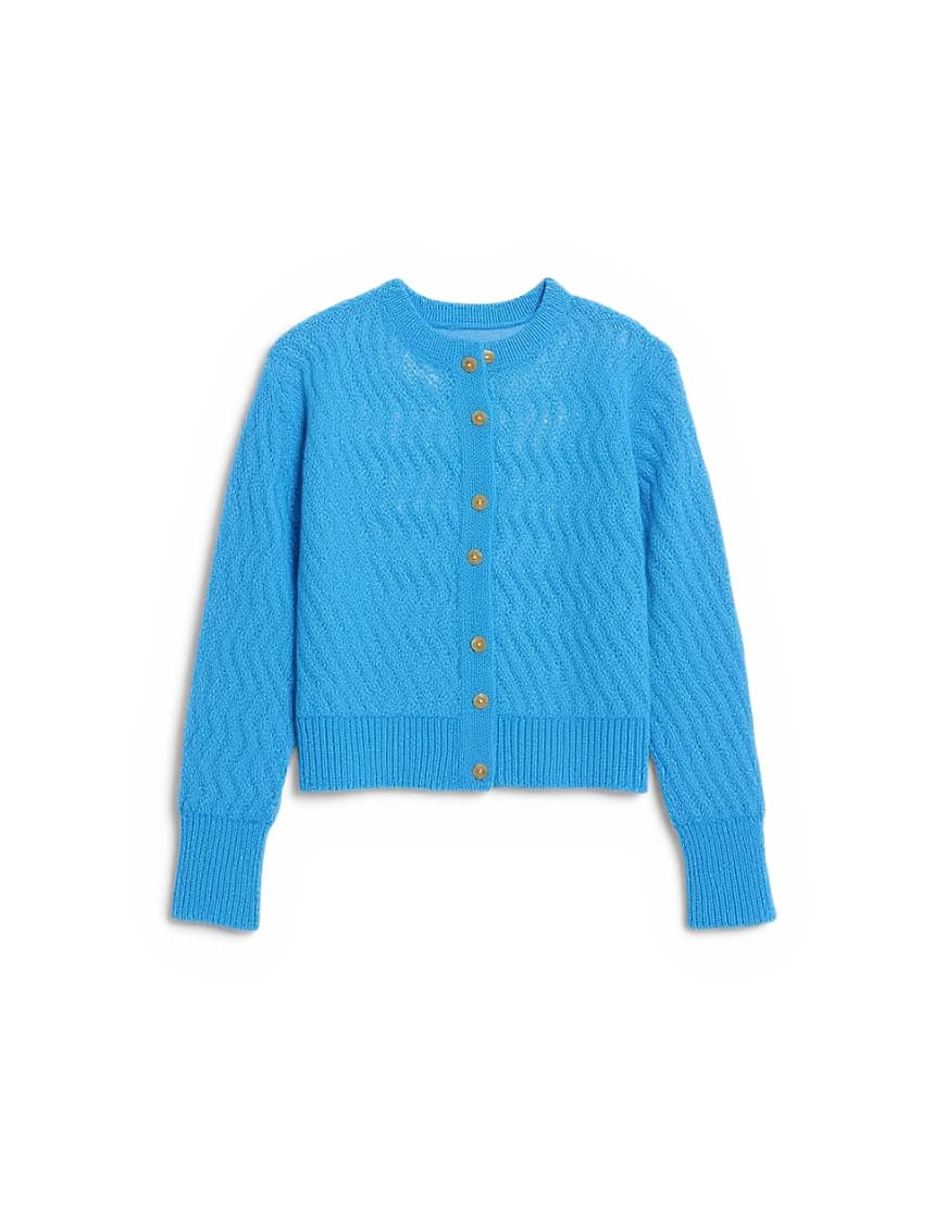 Topshop lightwieght pointelle cardigan in blue 