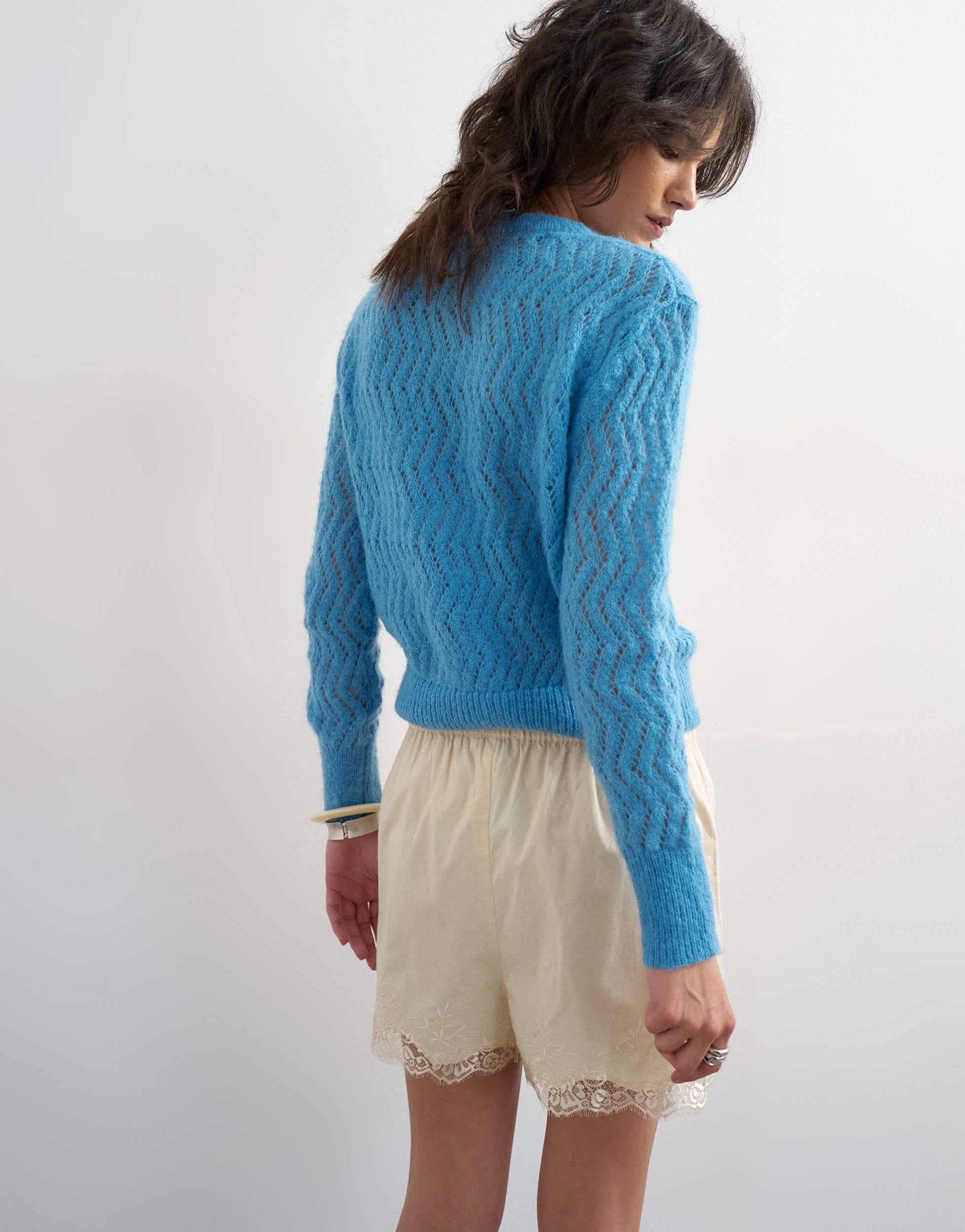 Topshop lightwieght pointelle cardigan in blue 