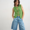 Gilet texturé en maille à nouer sur le devant Topshop vert