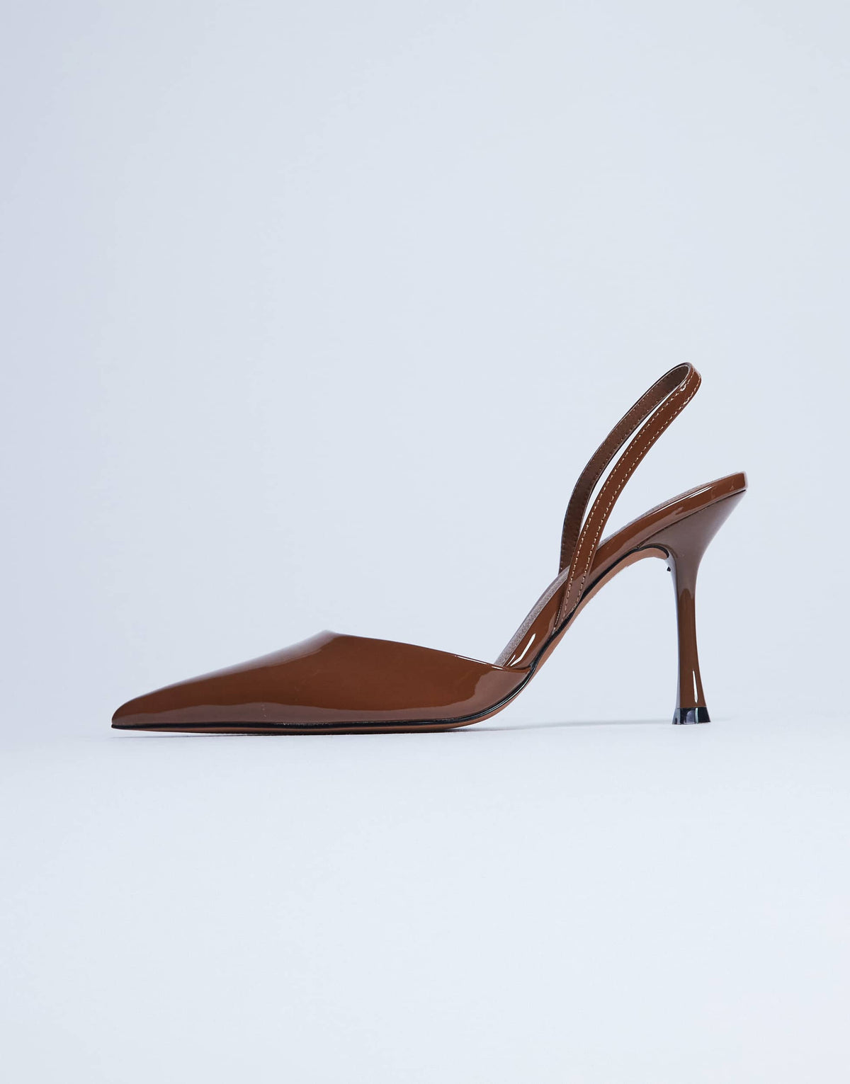 Topshop Angel high heeled court shoe in tan patent