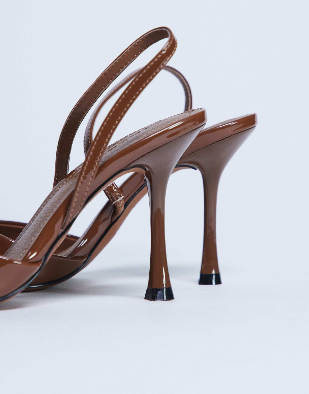 Topshop Angel high heeled court shoe in tan patent