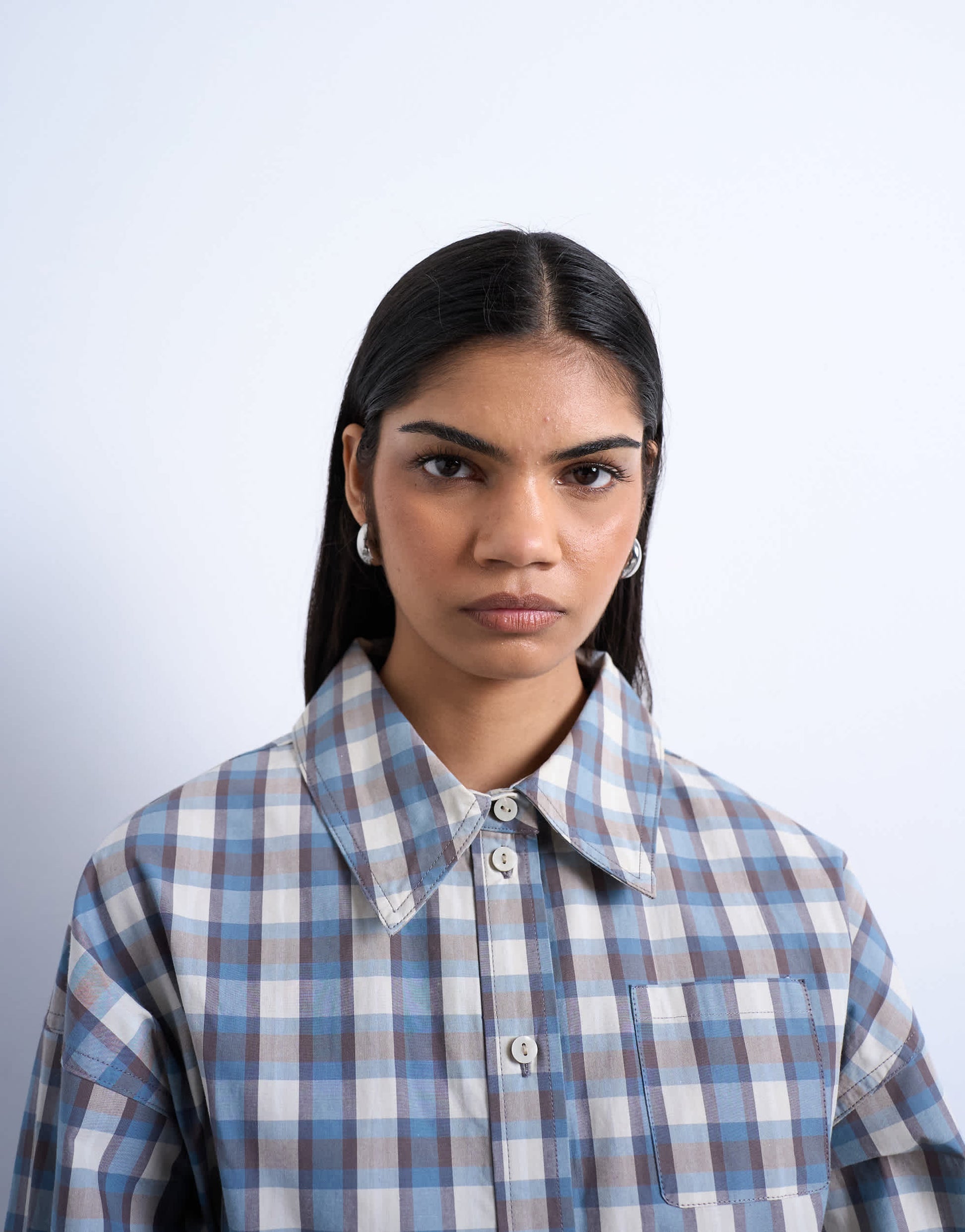 Topshop deep cuff shirt in check print