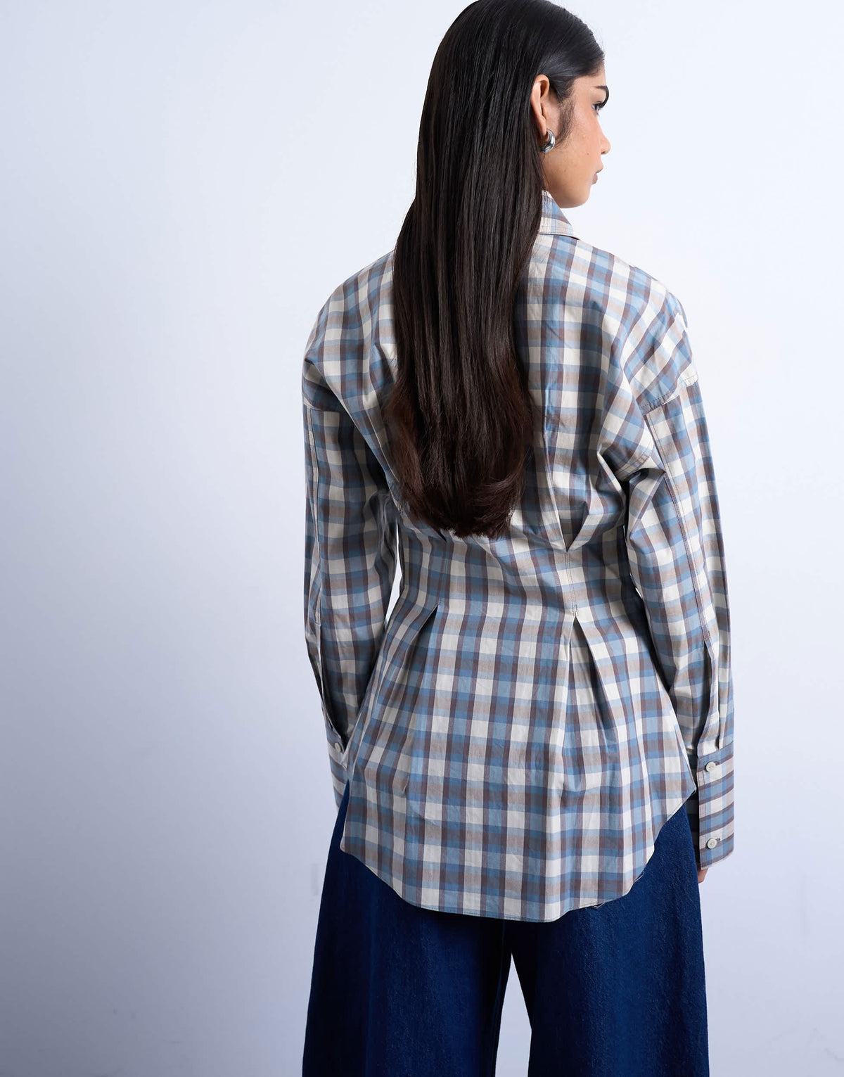 Topshop deep cuff shirt in check print