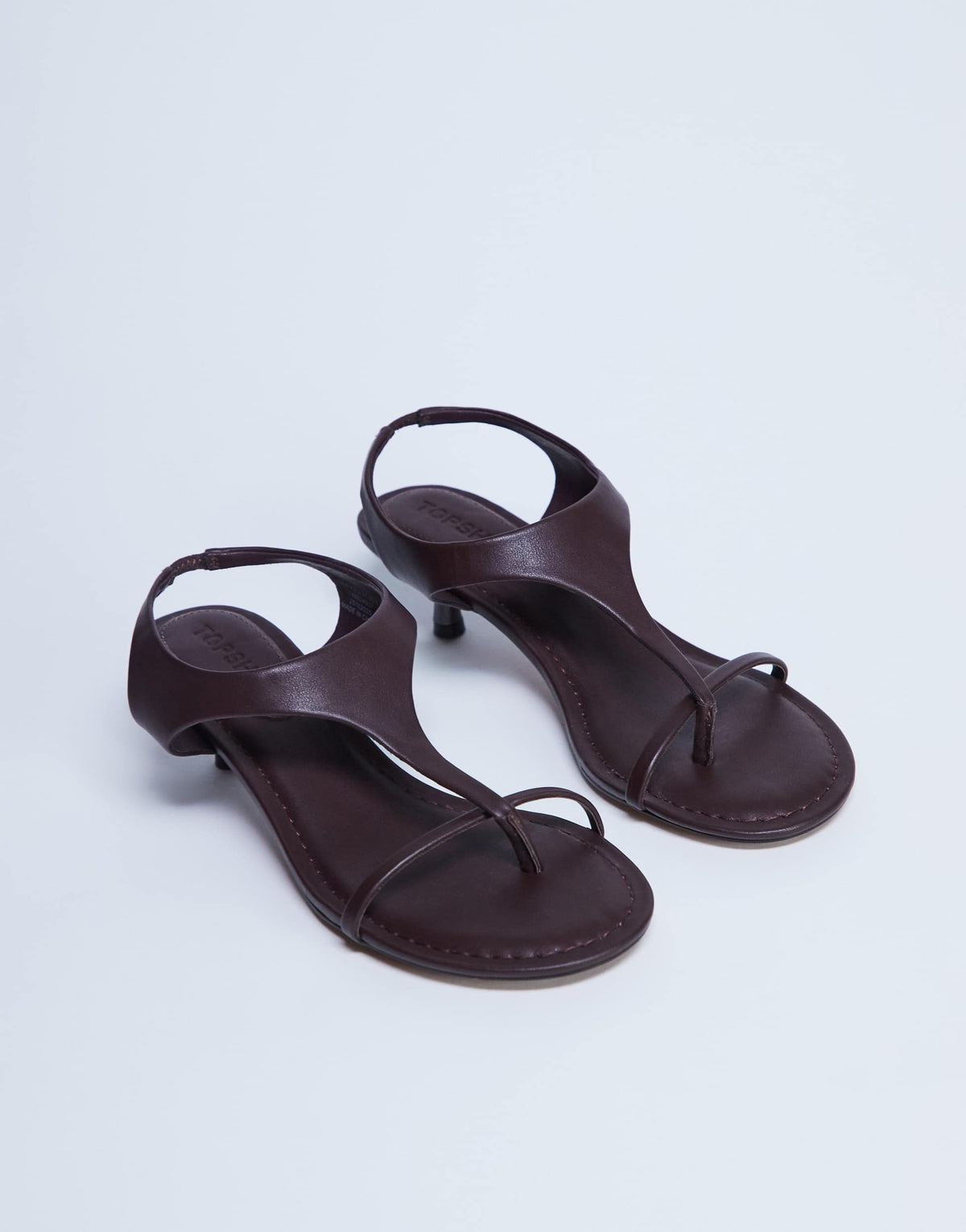 Topshop Amber toe thong mid heel in burgundy
