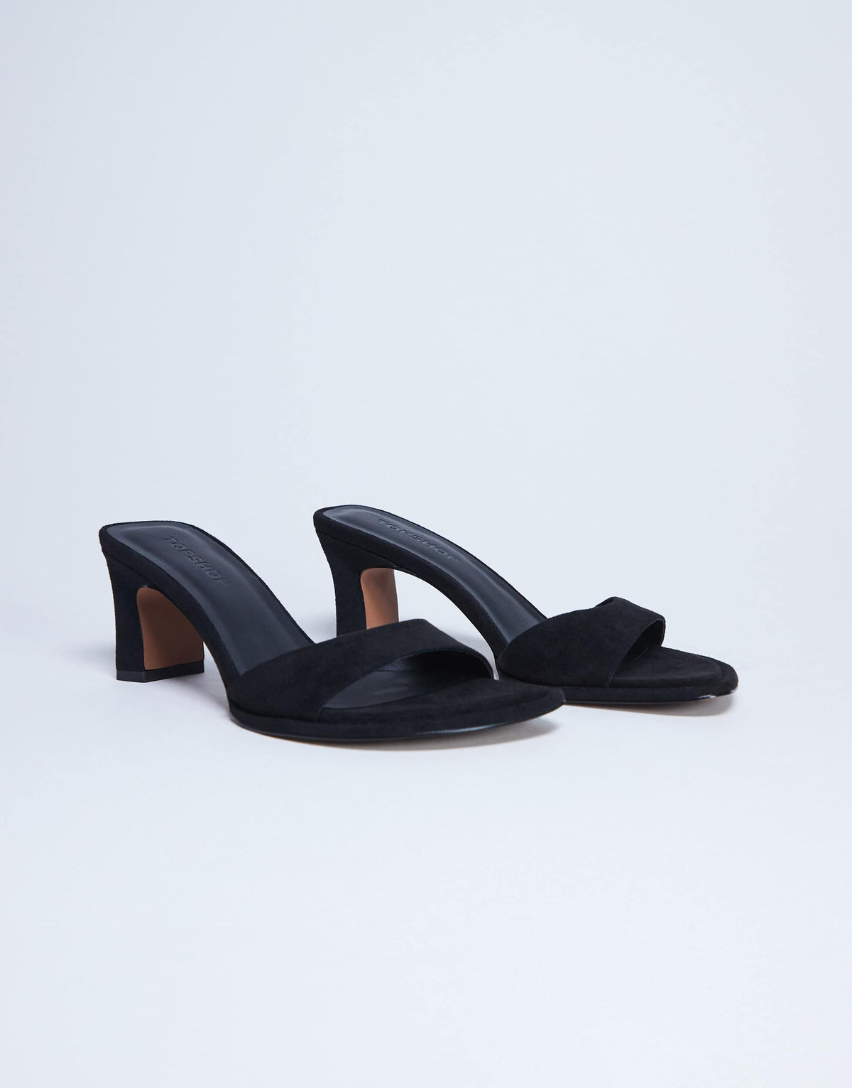 Topshop Ari mule mid heeled sandal in black