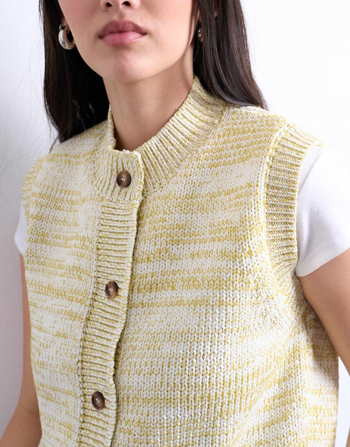 Topshop knitted twist yarn waistcoat in chartreuse yellow