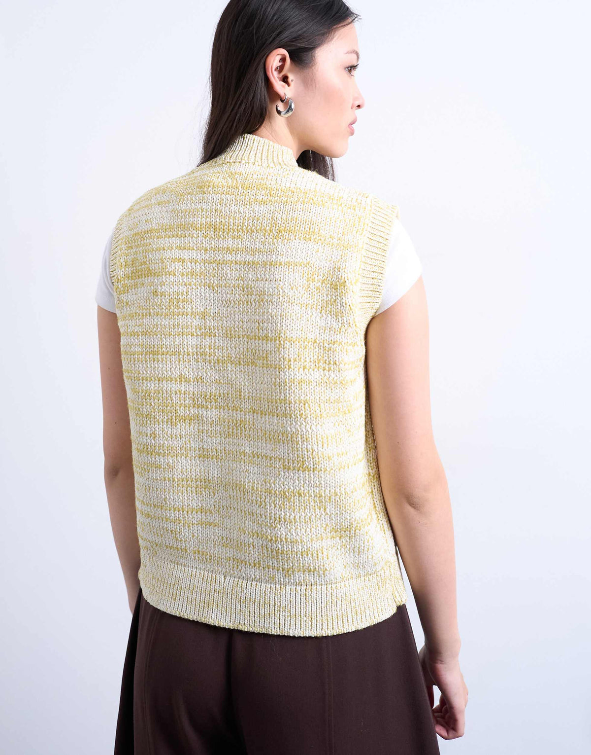 Topshop knitted twist yarn waistcoat in chartreuse yellow