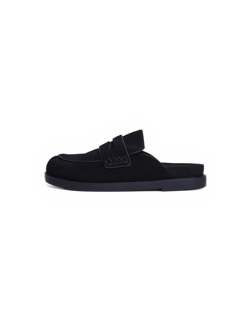 Topshop Addie real suede mule loafer in black