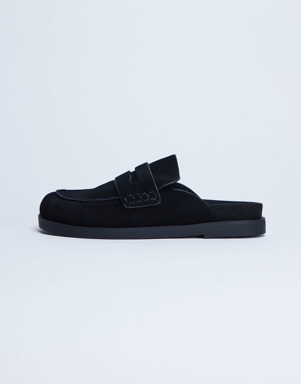 Topshop Addie real suede mule loafer in black