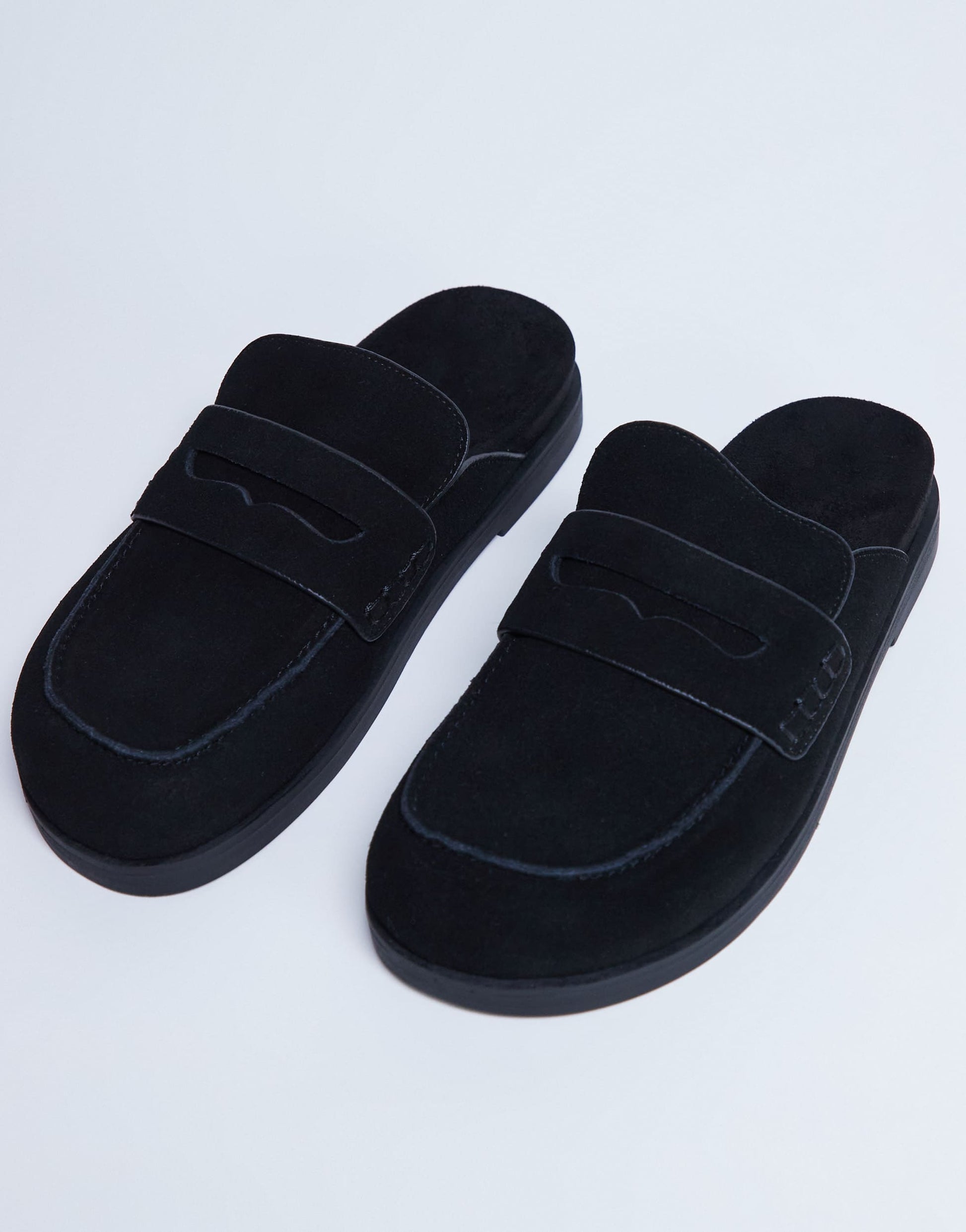 Topshop Addie real suede mule loafer in black