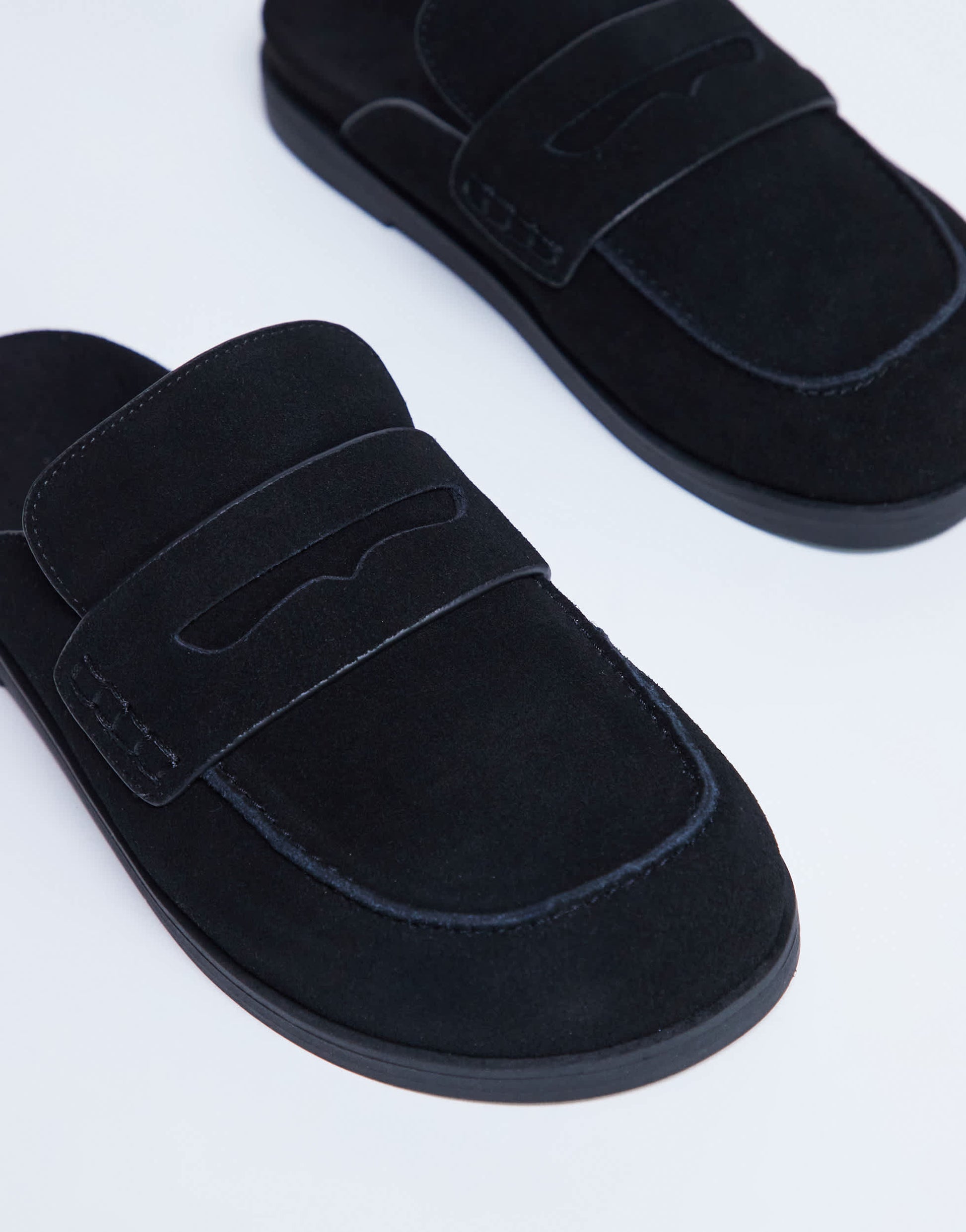 Topshop Addie real suede mule loafer in black