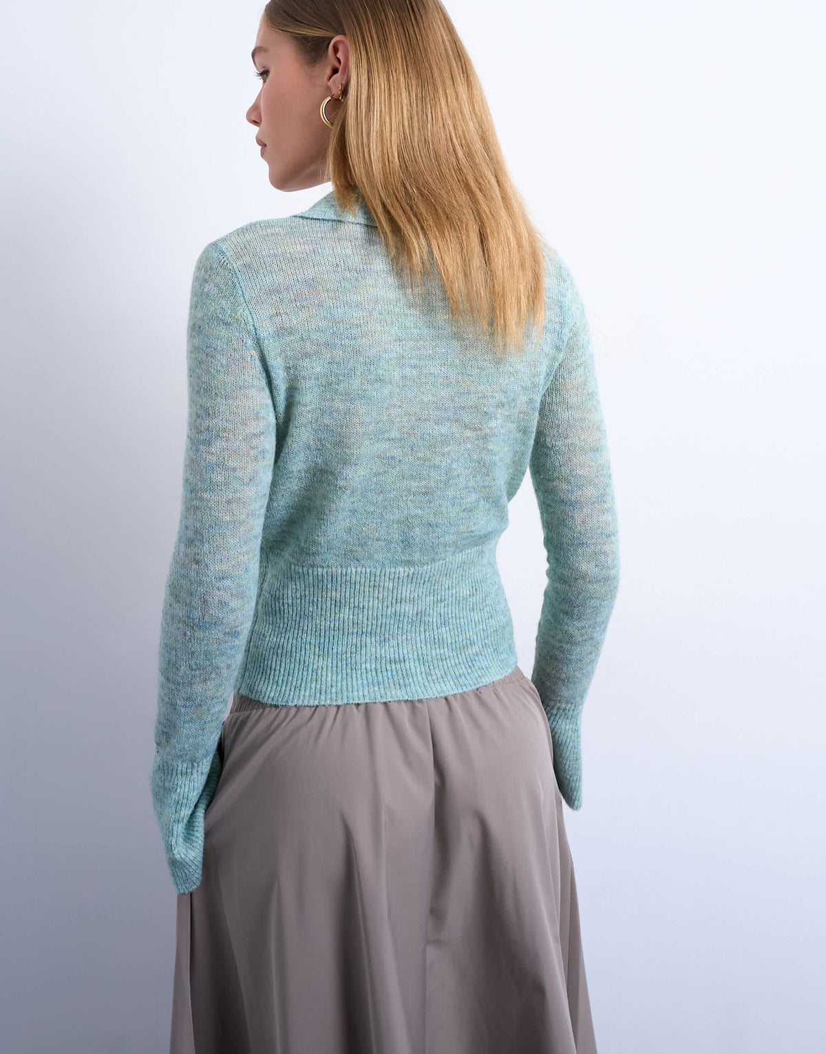 Topshop knitted sheer collared cardigan in mint