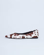 Topshop Ace point toe flat shoe in cow print hair on real leather 
