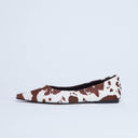 Topshop Ace point toe flat shoe in cow print hair on real leather 