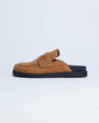 Topshop Addie real suede mule loafer in tan