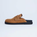 Topshop Addie real suede mule loafer in tan