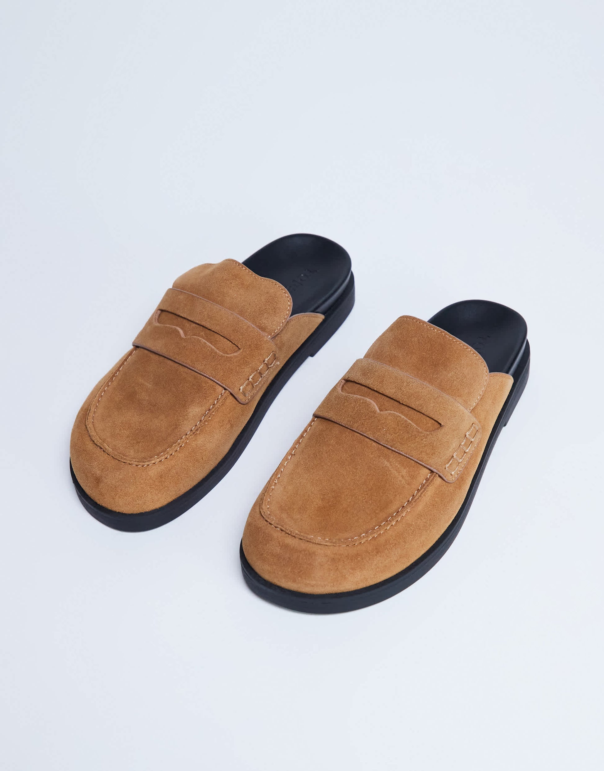 Topshop Addie real suede mule loafer in tan