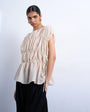 Topshop short sleeve channelled tie side top in ecru