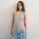 Topshop halter scarf detail top in blue stripe