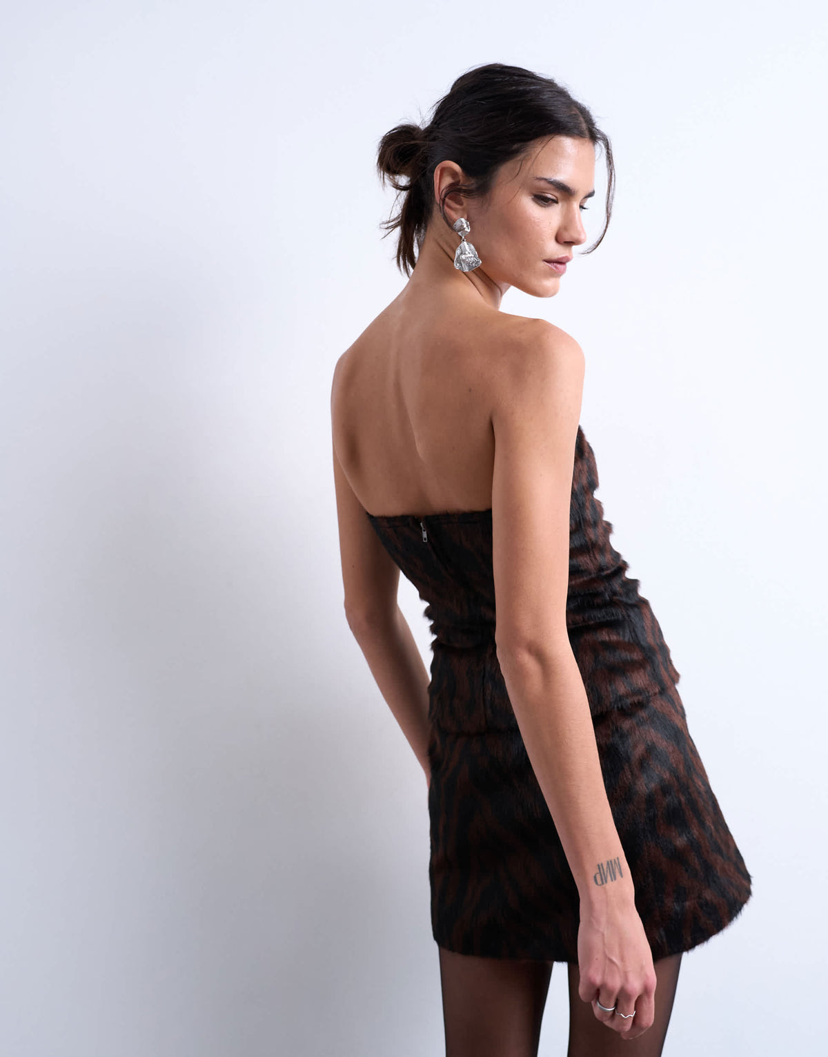 Topshop co-ord faux fur bandeau in animal print