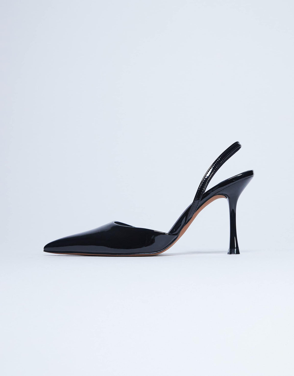 Topshop Angel high heeled court shoe in black patent