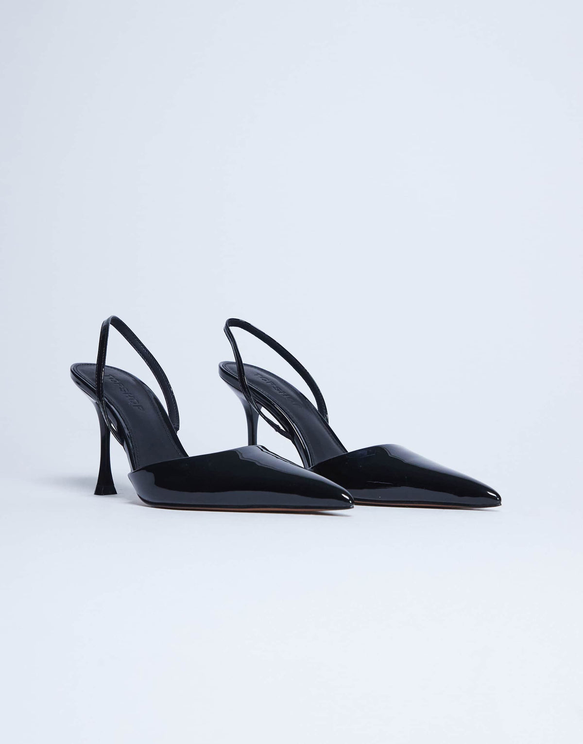 Topshop Angel high heeled court shoe in black patent