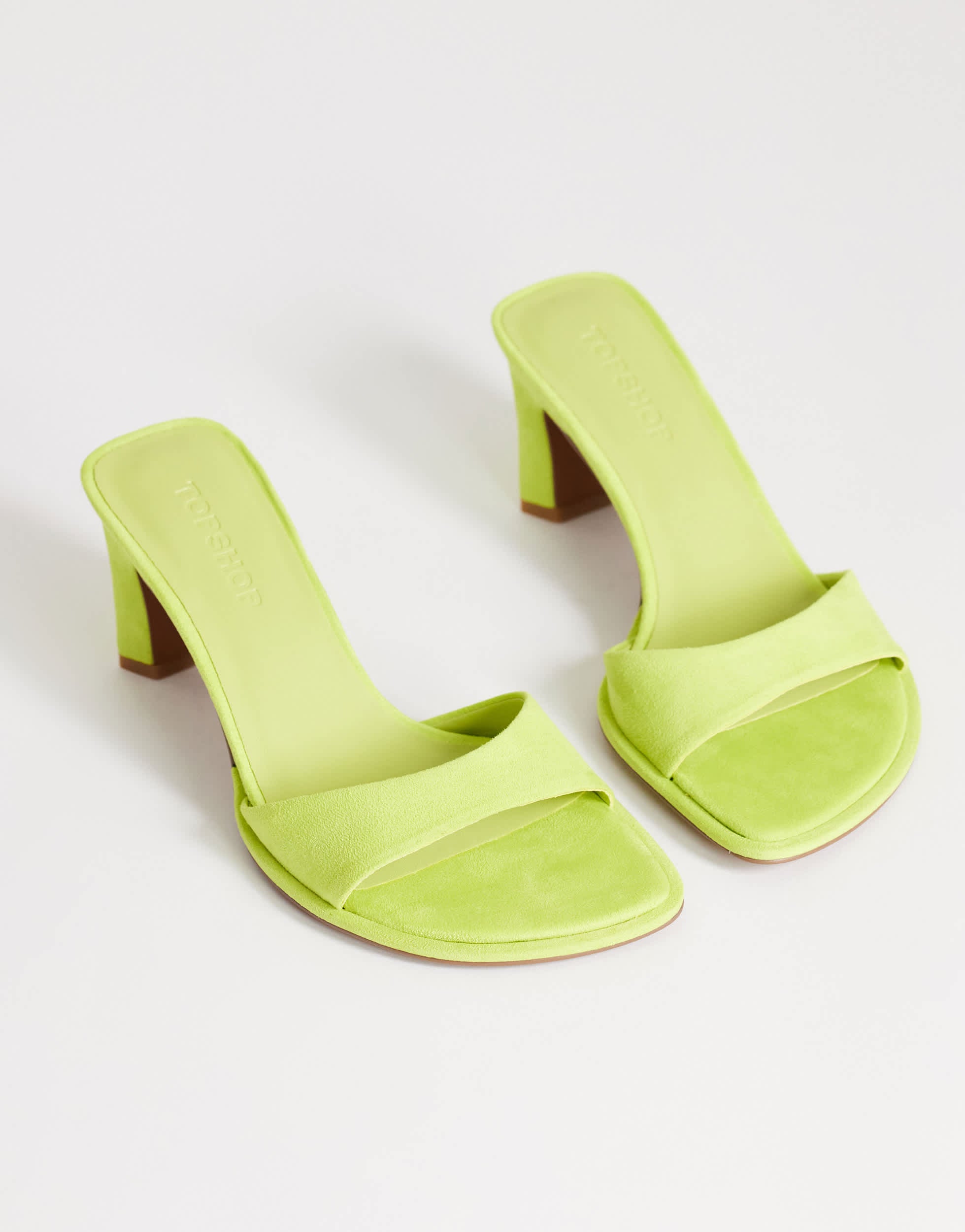 Topshop Ari mule mid heeled sandal in lime