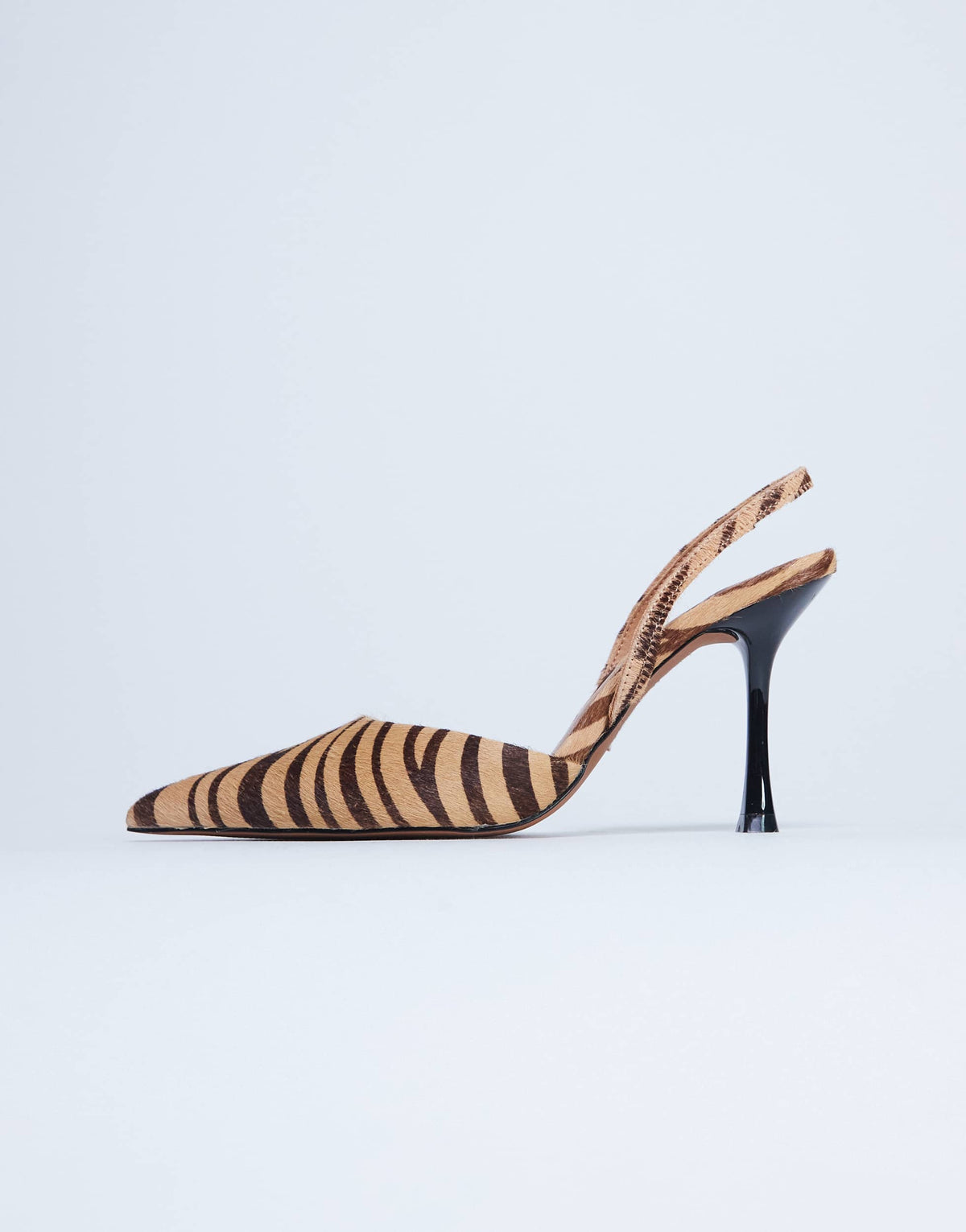 Topshop Angel high heeled court shoe in tiger print hair on real leather