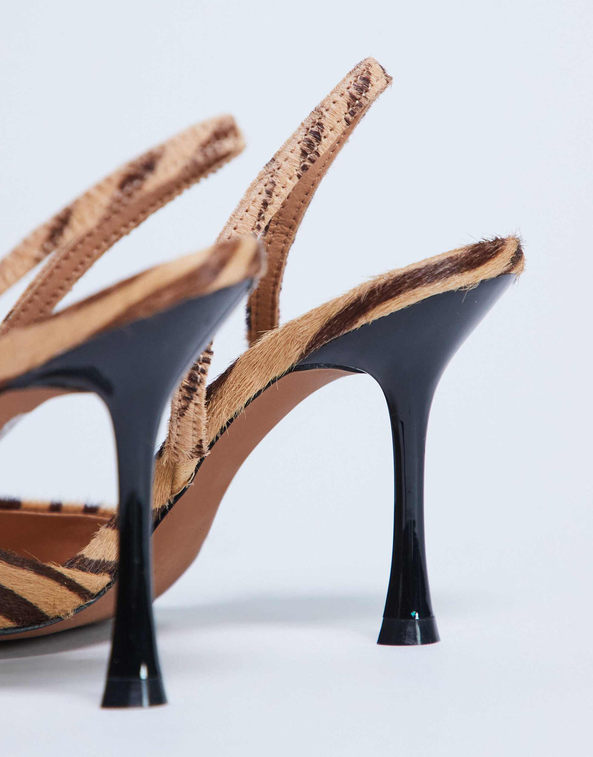 Topshop Angel high heeled court shoe in tiger print hair on real leather