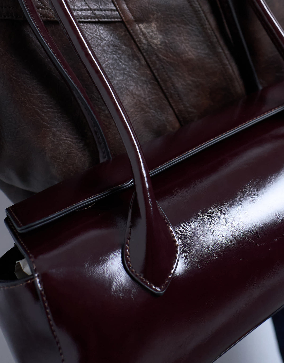 Topshop Sally folded bag in burgundy