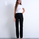 Topshop Dree high rise slim straight leg jean in black