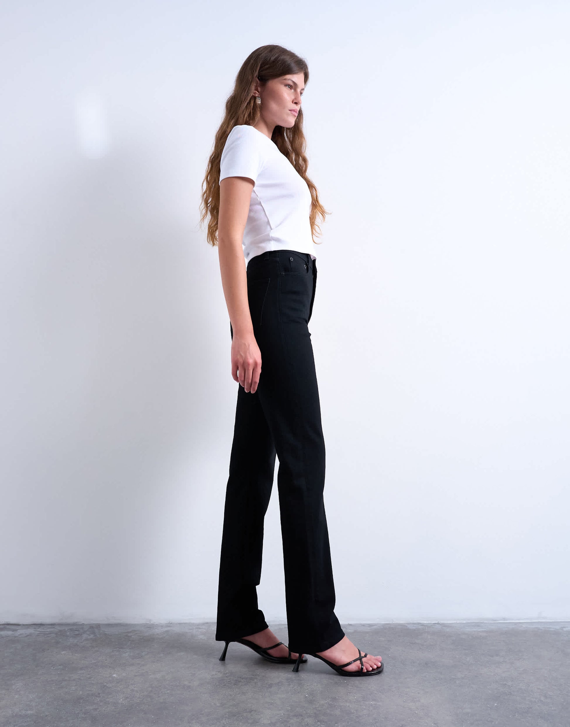 Topshop Dree high rise slim straight leg jean in black