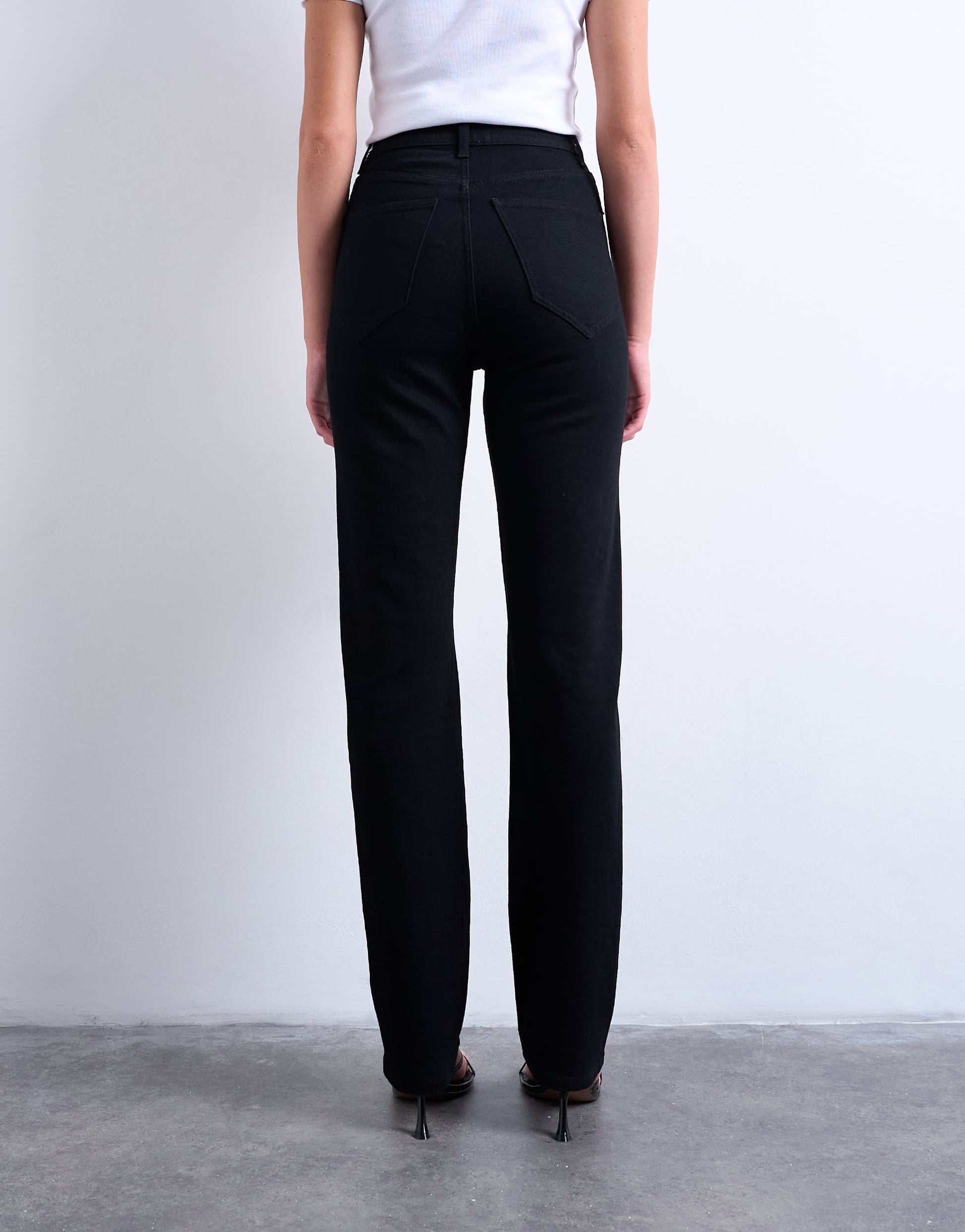 Topshop Dree high rise slim straight leg jean in black