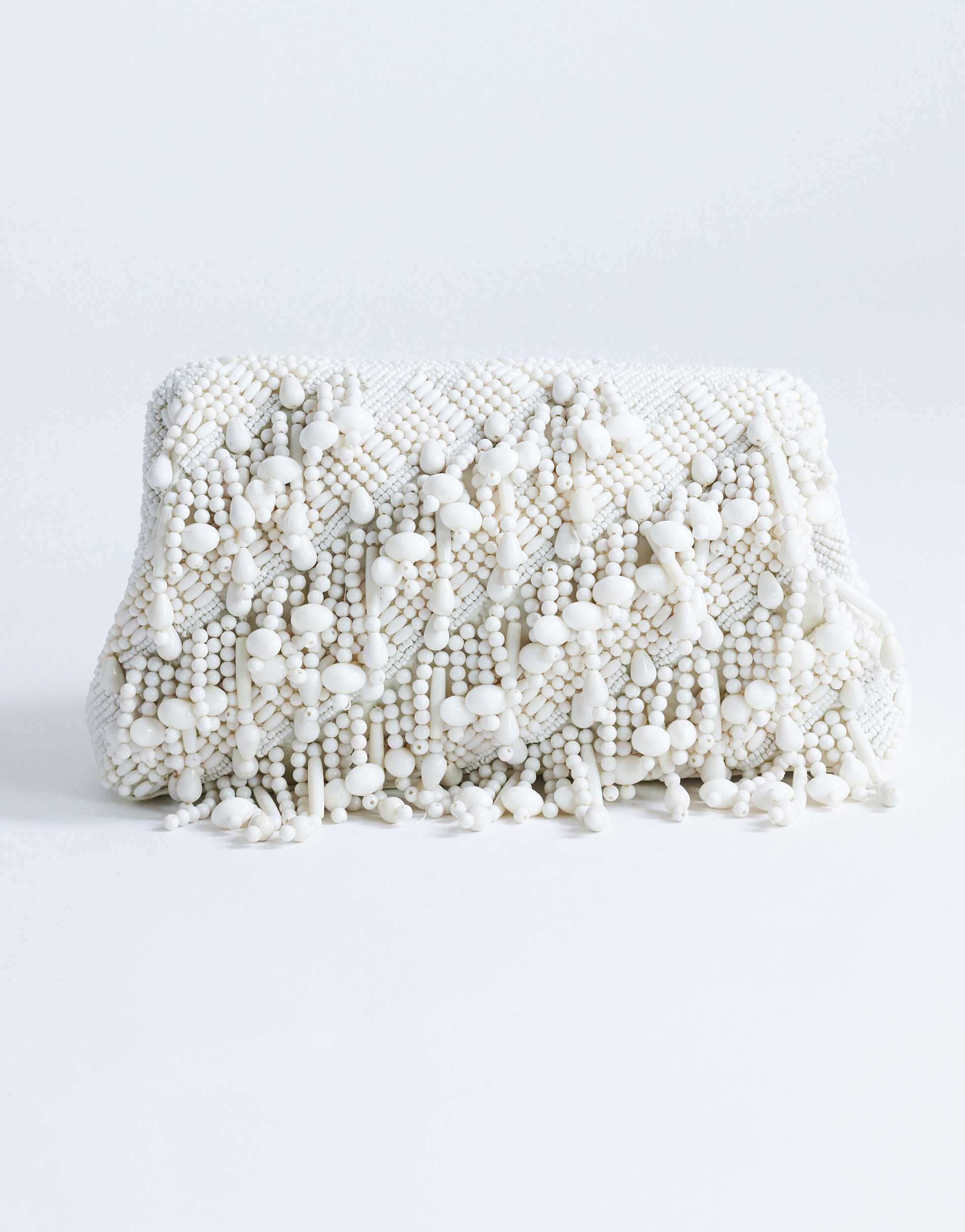 Topshop Garison kleine Clutch mit Perlen und Verzierungen in Weiß