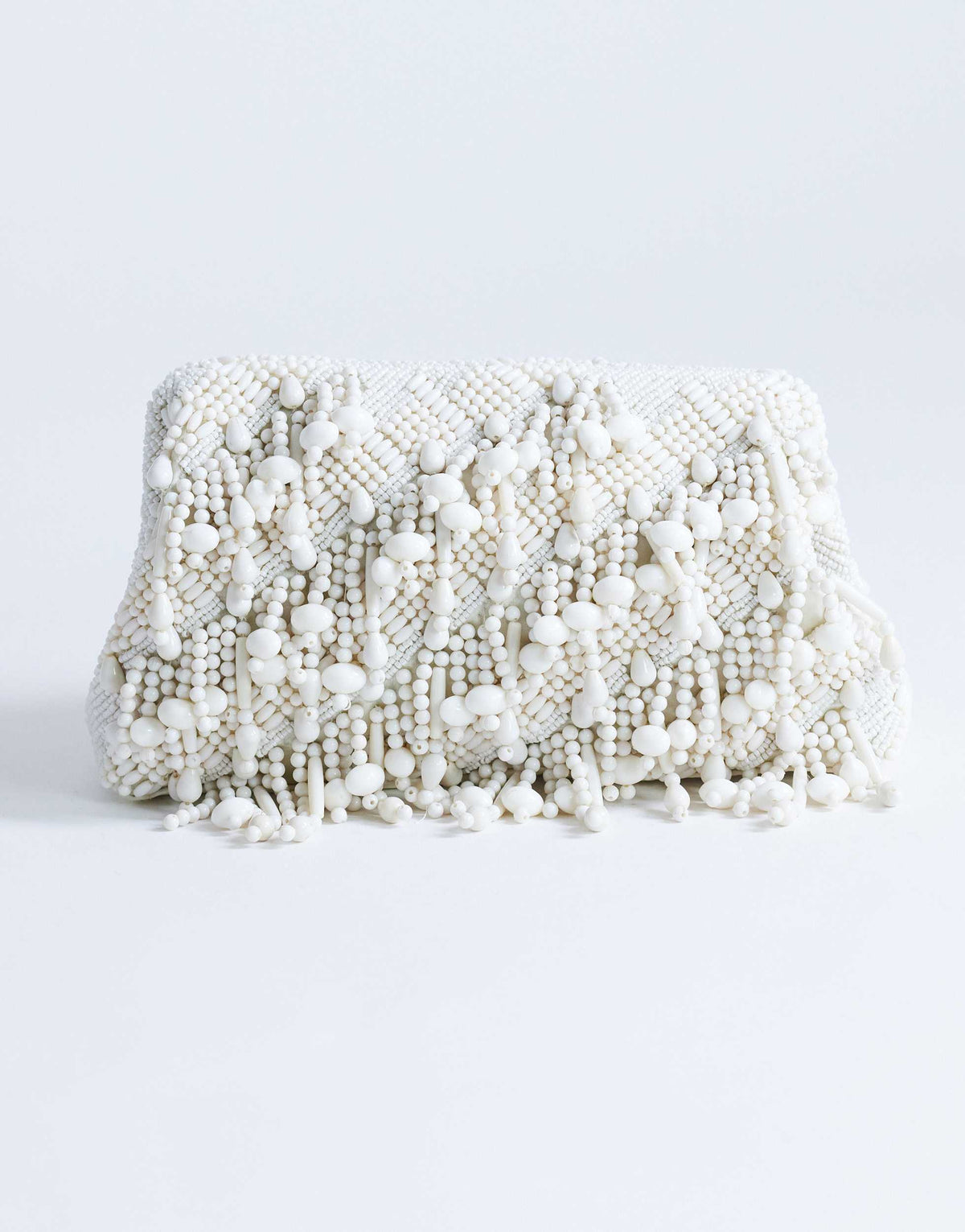 Topshop Garison small bead and embellished clutch in white
