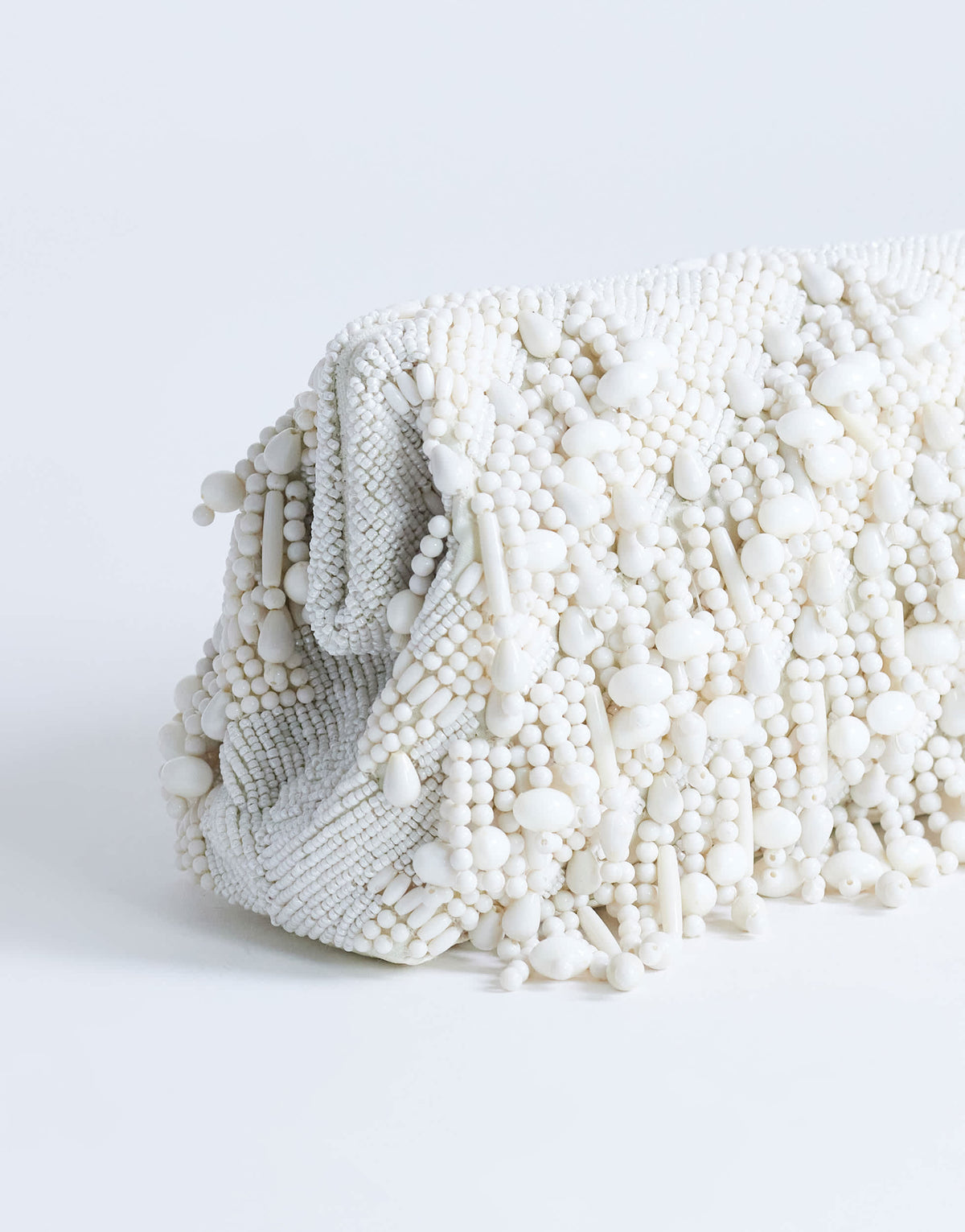 Topshop Garison small bead and embellished clutch in white