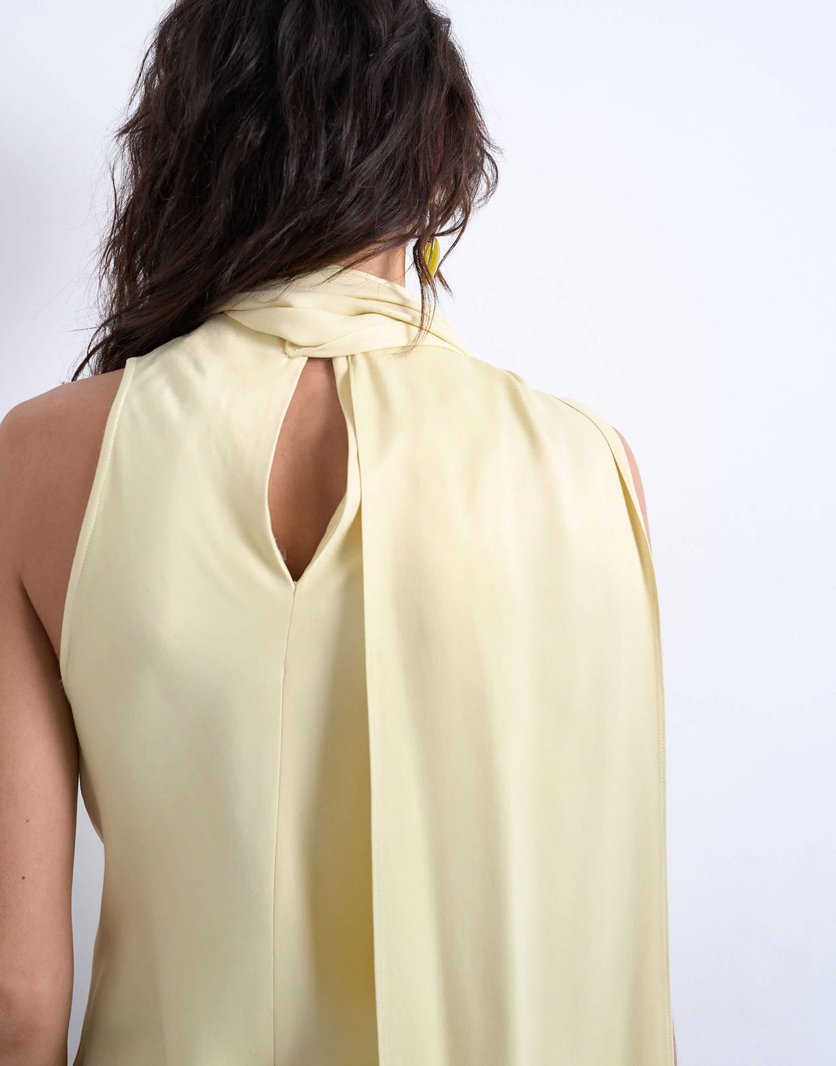 Topshop scarf detail satin top in buttermilk