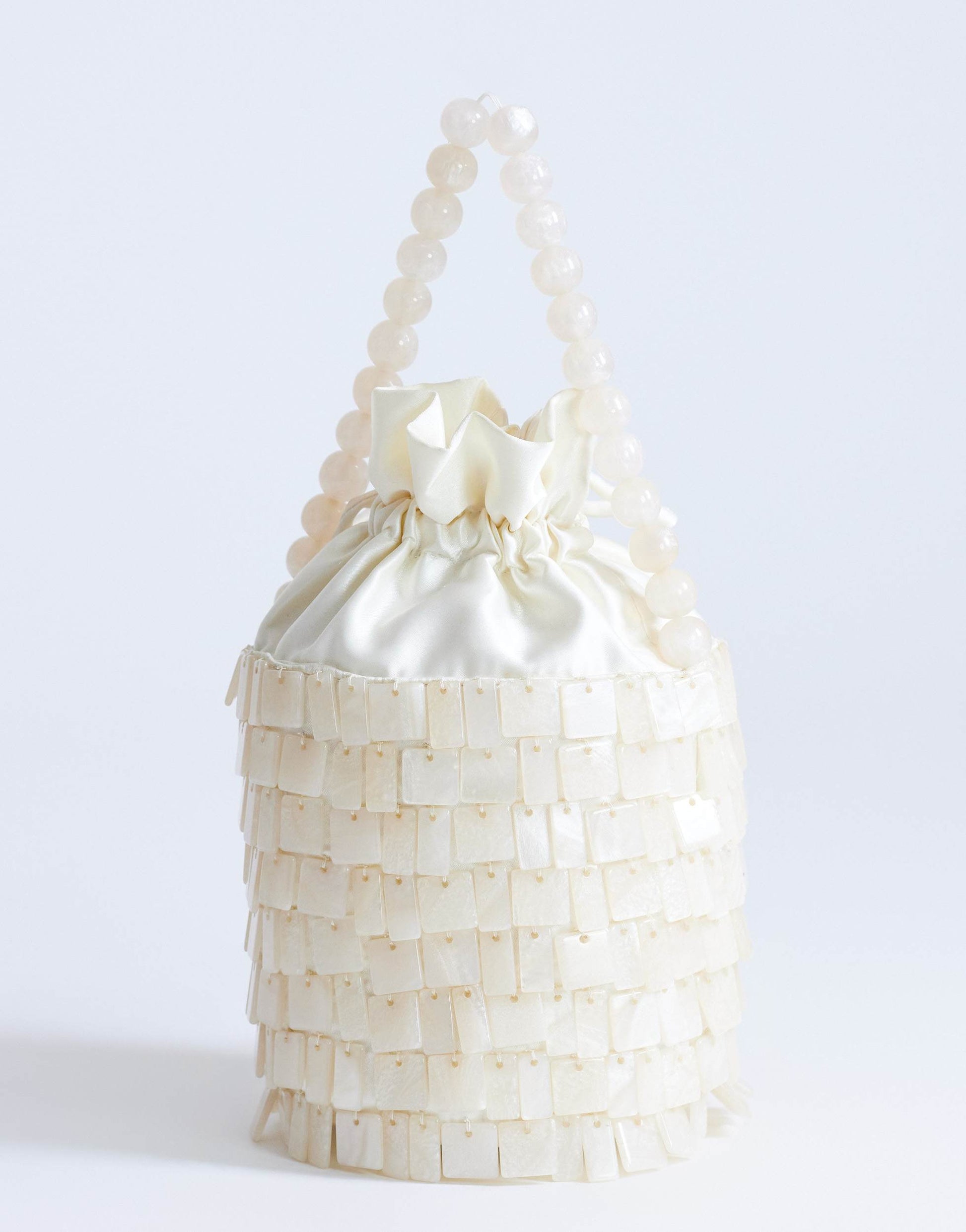 Topshop Georgie small embellished grab bucket bag in ivory