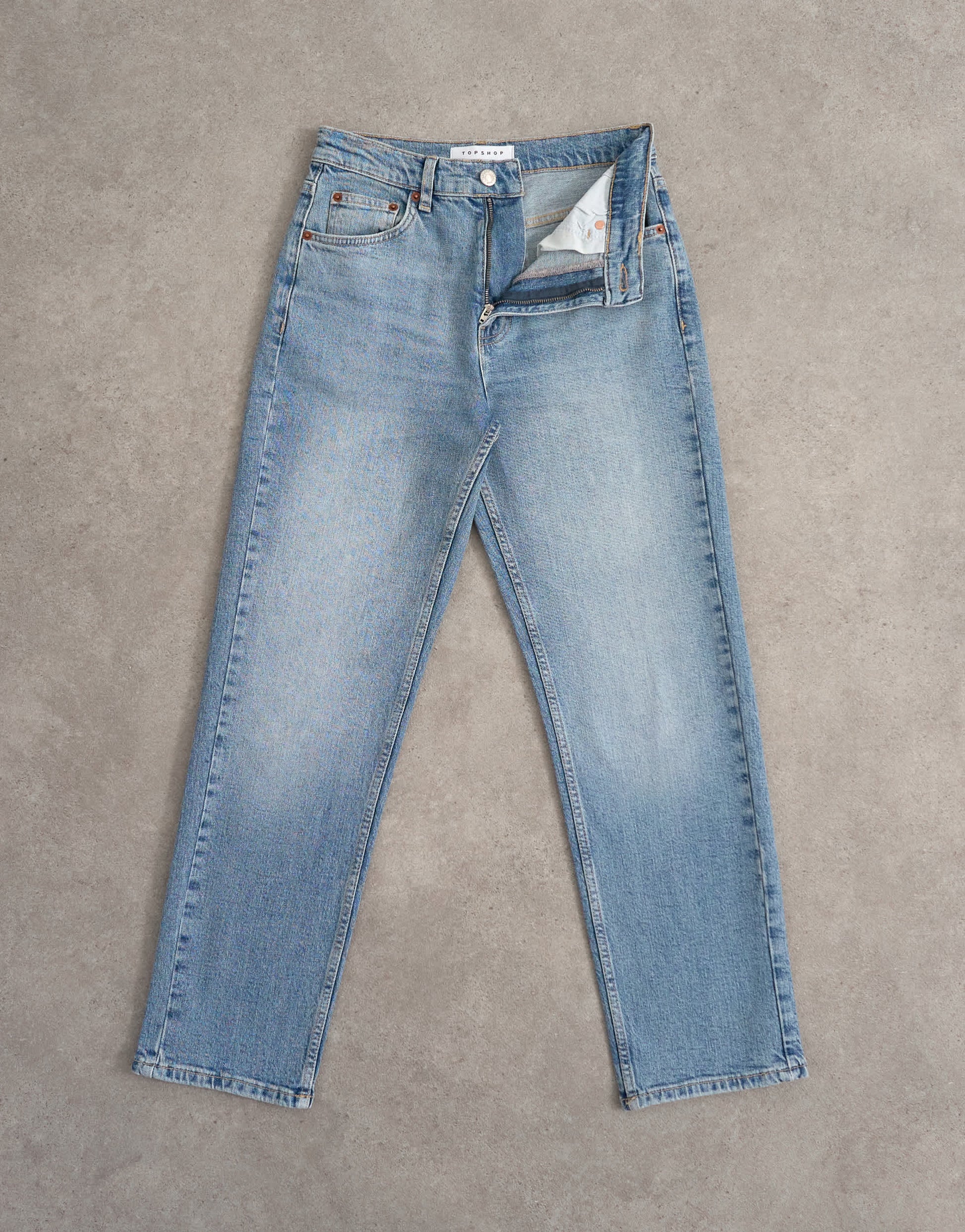 Topshop Orson mid rise comfort straight jean in bleach