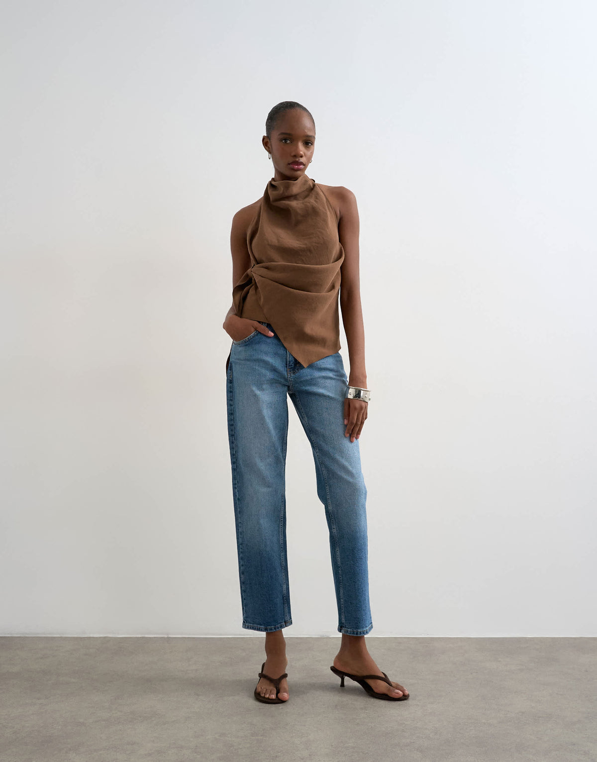 Topshop mid rise comfort straight jean in vintage blue
